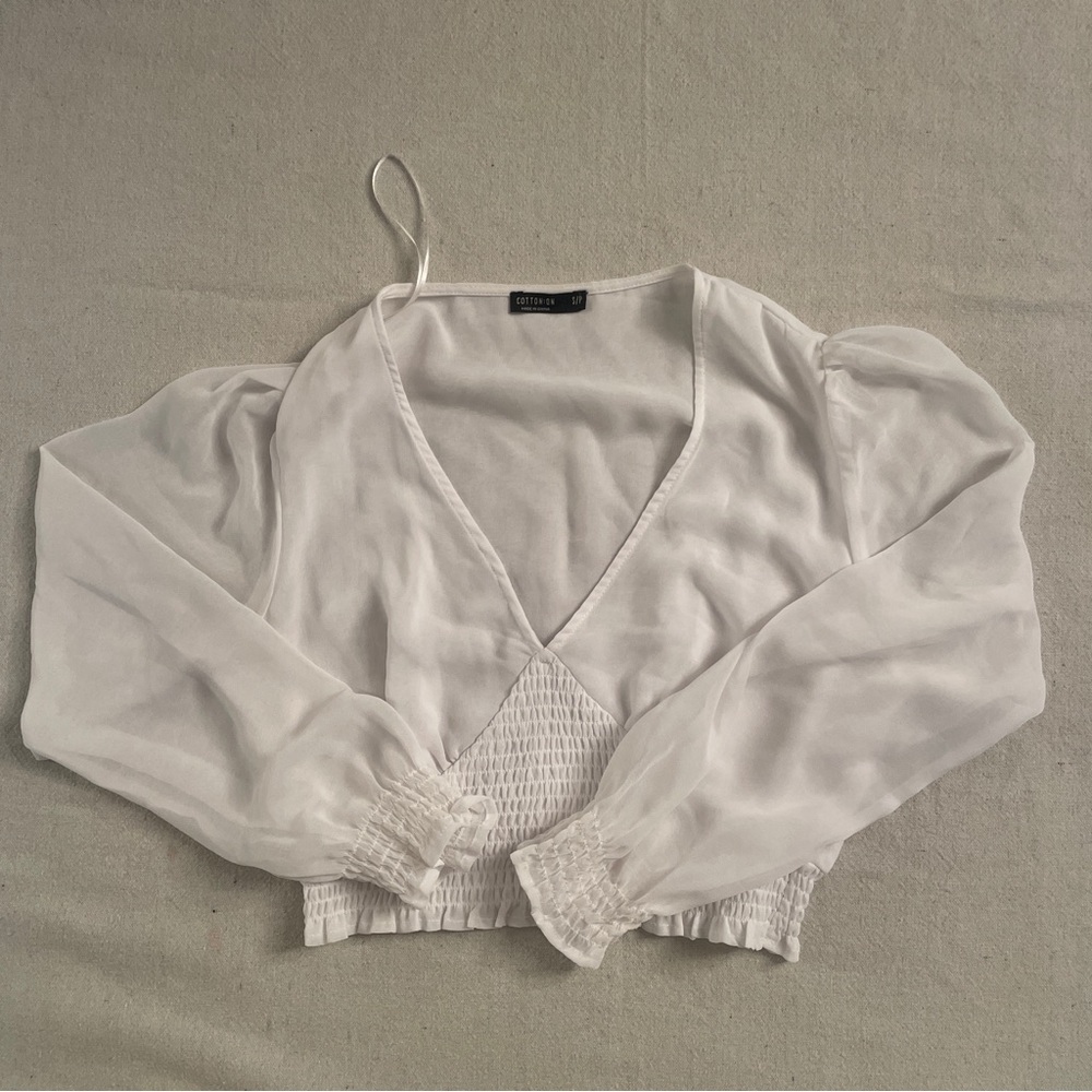 White Cropped Blouse